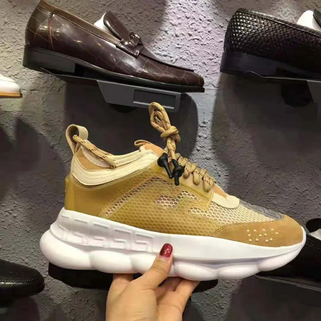 Versace Chain Reaction Sneakers for Men in Gold Versace Chain Reaction Sneakers for Men in Gold
