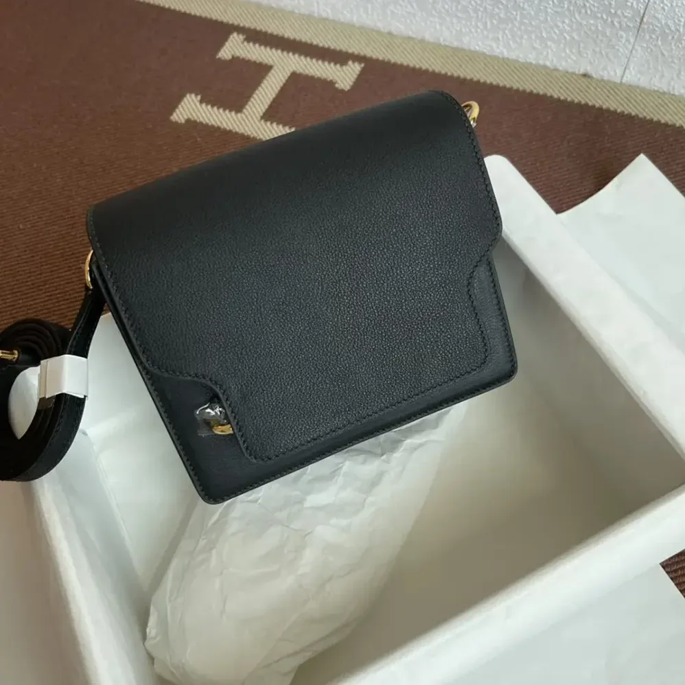 Hermes Roulis Mini Bag in Evercolor Calfskin for Women in Black/Gold
