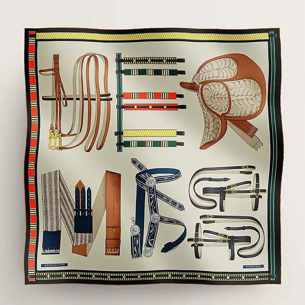 Hermes Lettres Equestre Scarf 90 for Women in White