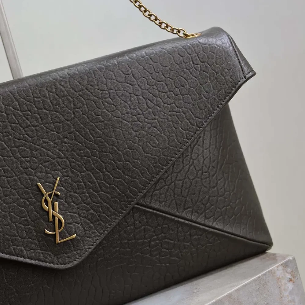 Saint Laurent YSL Cassandre XXL Envelope Pouch On Chain In Lambskin 35cm for Women