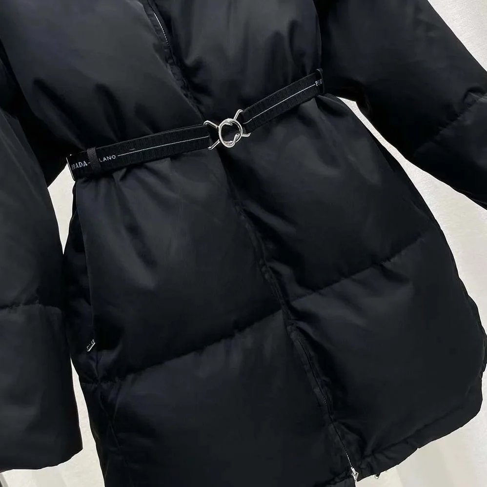 Prada Re-Nylon Gabardine Down Coat for Women in Black Prada Re-Nylon Gabardine Down Coat for Women in Black