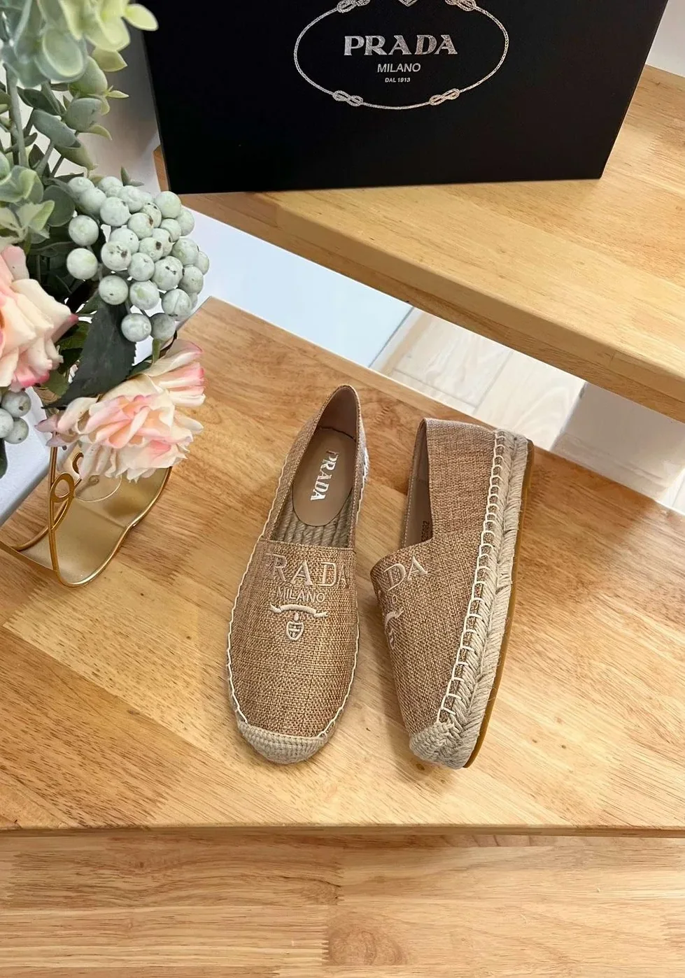 Prada Linen Espadrilles Brown Prada Linen Espadrilles Brown