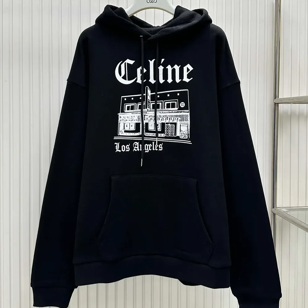 Celine Troubadour Loose Hoodie in Cotton Fleece for Women in Black Celine Troubadour Loose Hoodie in Cotton Fleece for Women in Black