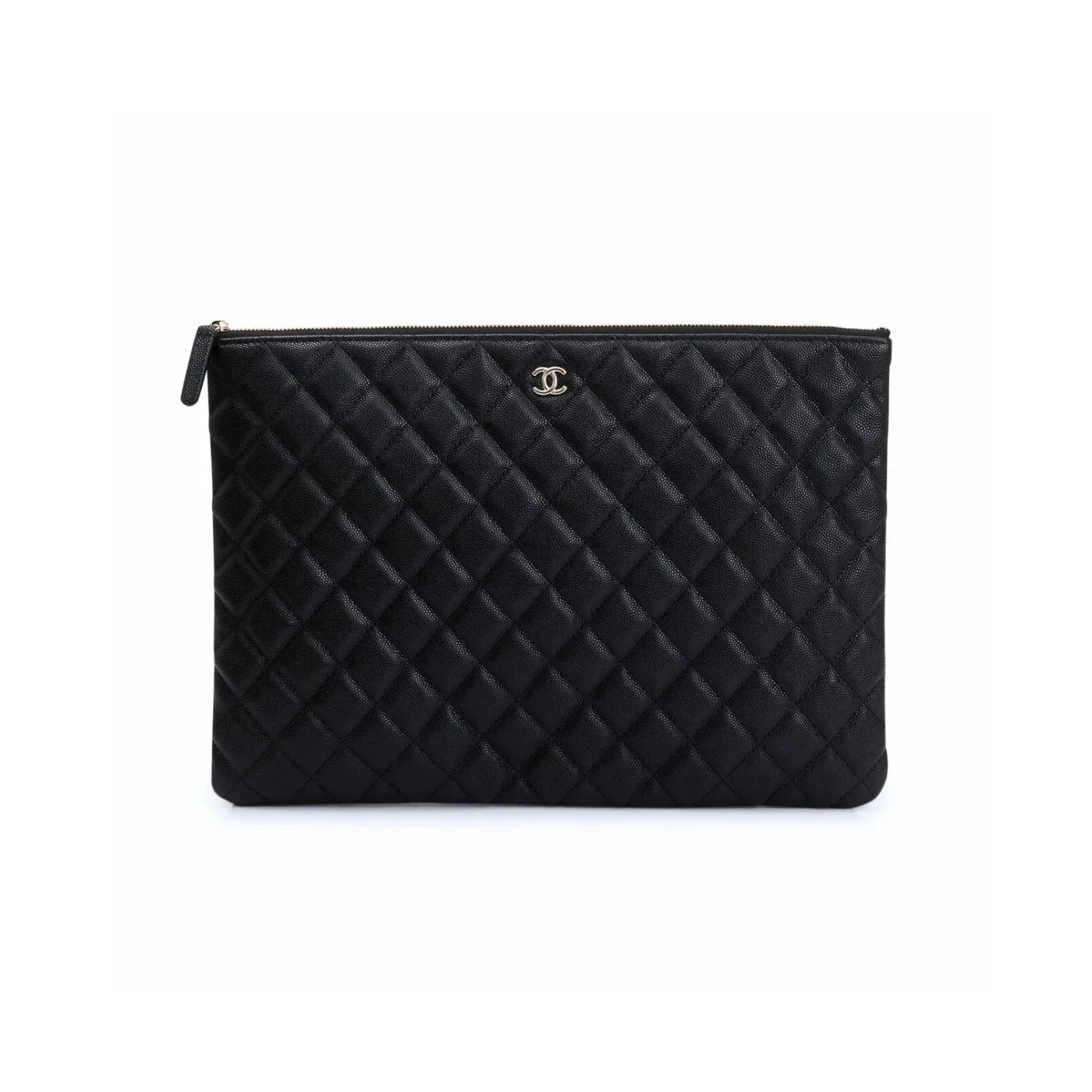 Chanel CO-CO Classic Pouch in Silver Toned Hardware Black Chanel CO-CO Classic Pouch in Silver Toned Hardware Black