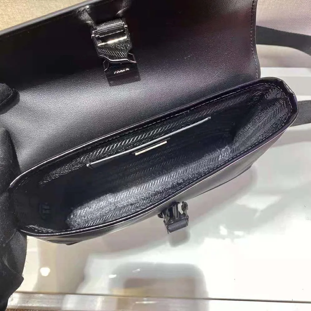 Prada Re-Nylon and Leather Shoulder Bag for Women in Black