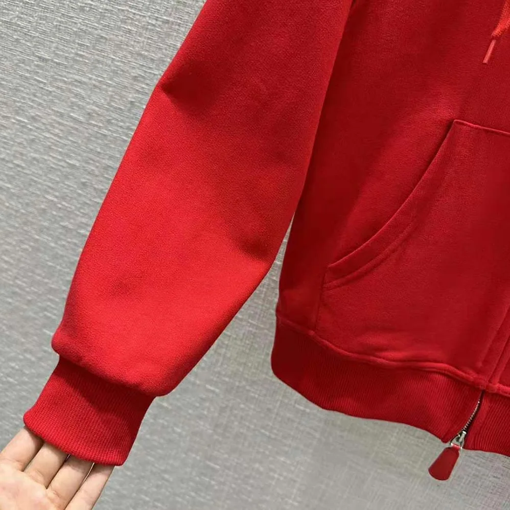 Burberry Rabbit Print Cotton Hooded Top for Men in Red
