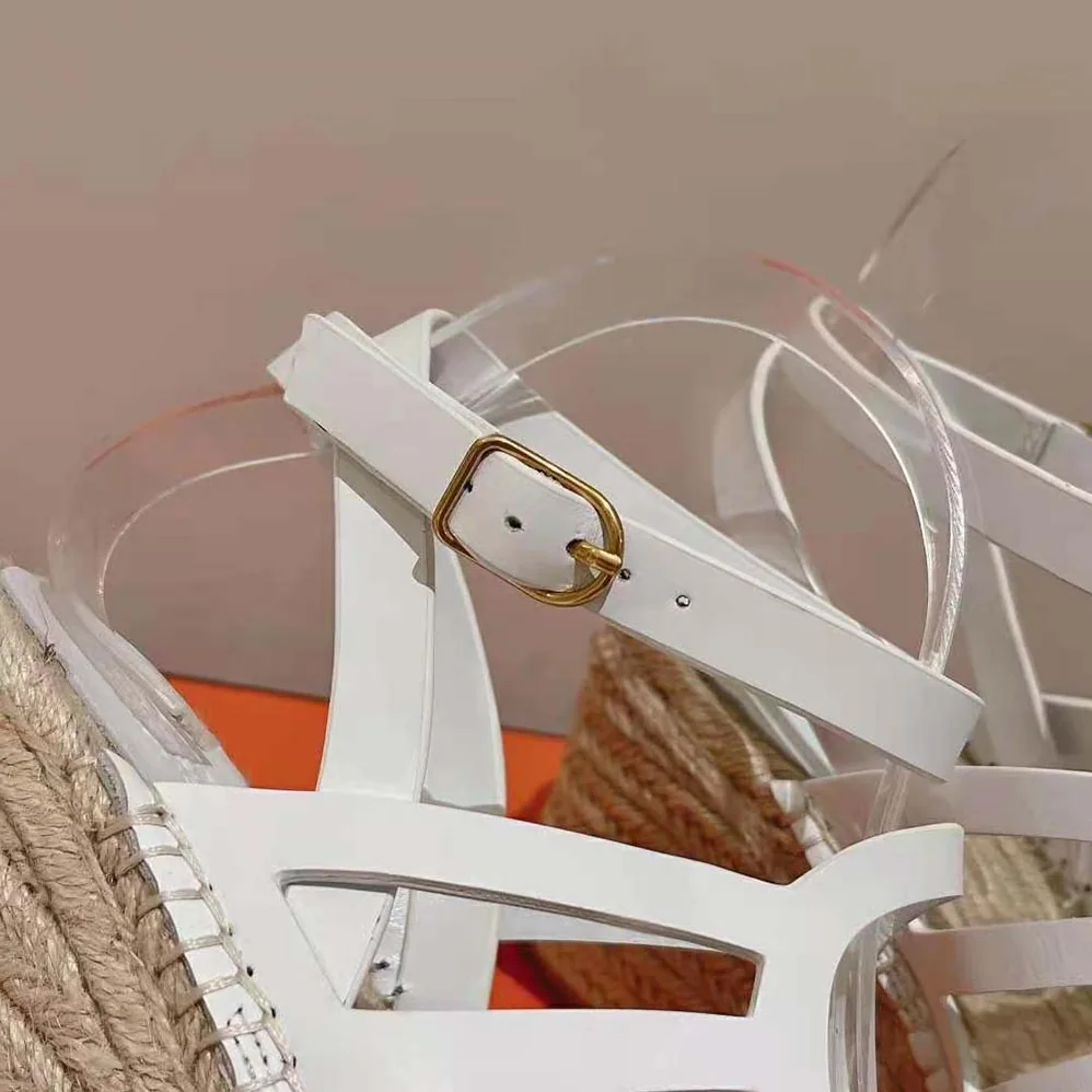 Hermes Catalya Espadrille in Calfskin with “Chaine D'Ancre” Motif for Women in White Hermes Catalya Espadrille in Calfskin with “Chaine D'Ancre” Motif for Women in White