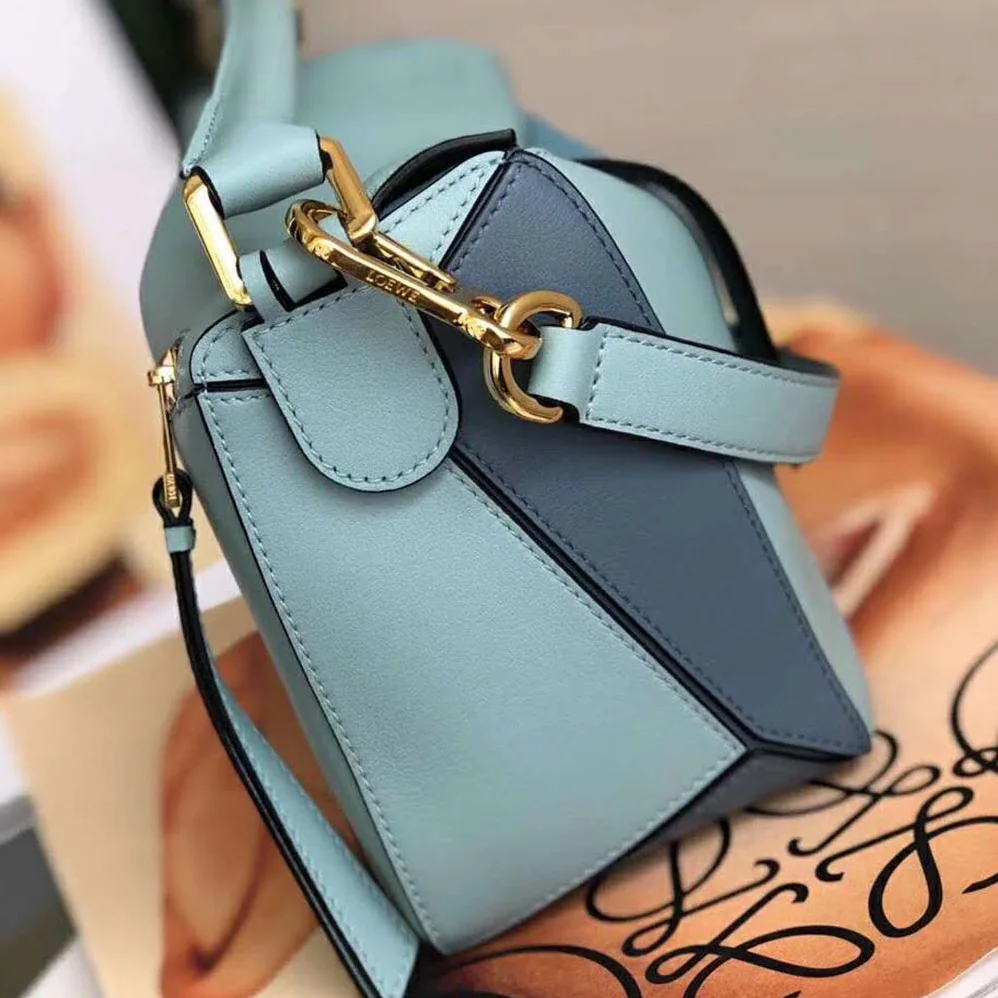 Loewe Puzzle Small Bag in Classic Calf Leather for Women in Blue