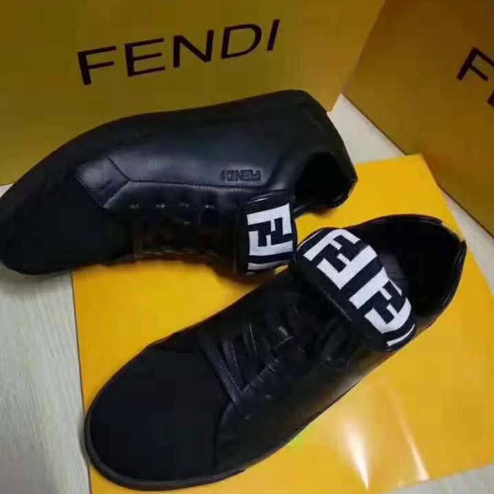 Fendi Sneakers Mesh and Leather Low-Tops for Men in Black Fendi Sneakers Mesh and Leather Low-Tops for Men in Black