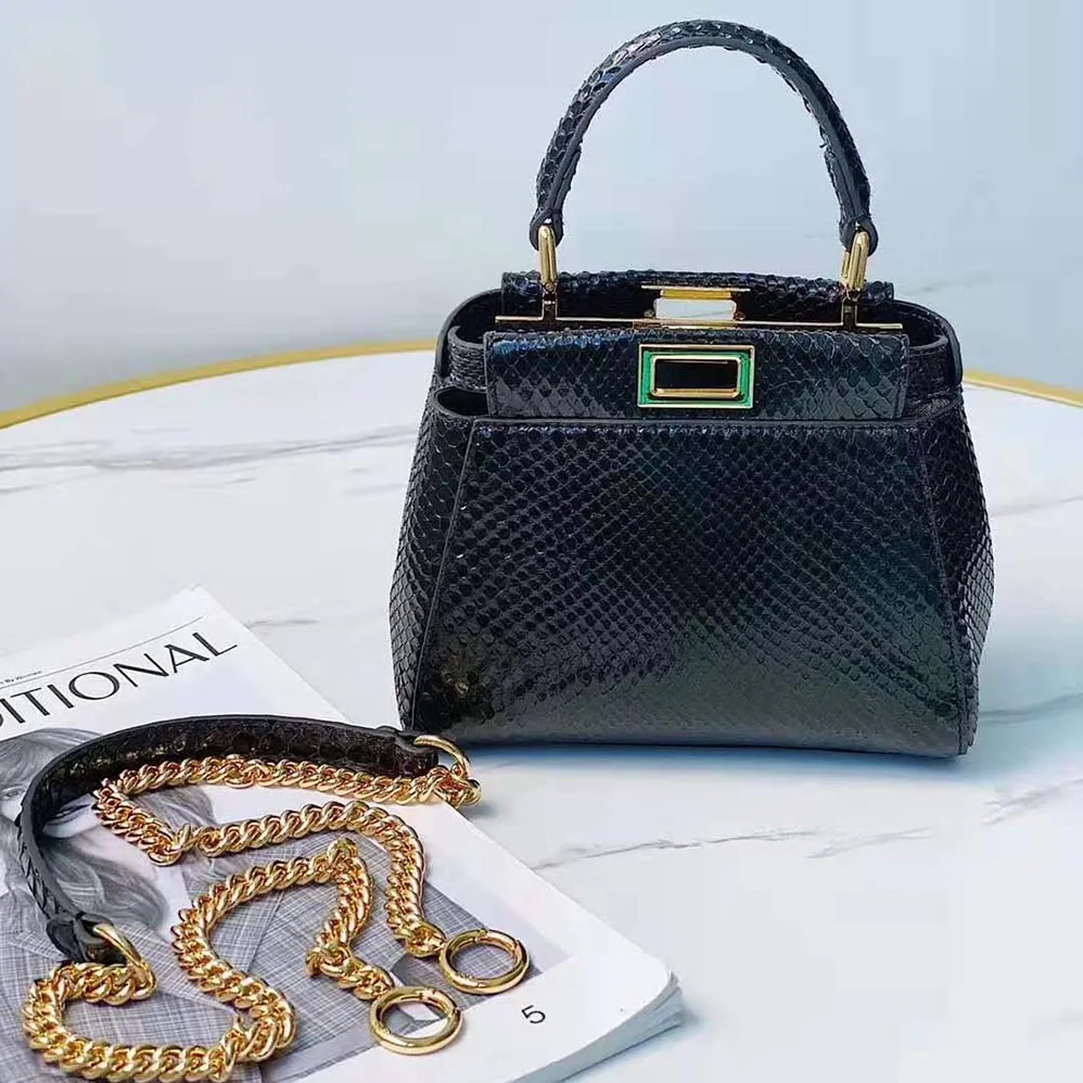 Fendi Peekaboo Iconic Mini Black Python Bag for Women Fendi Peekaboo Iconic Mini Black Python Bag for Women