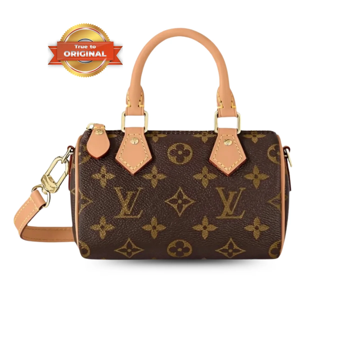 Louis Vuitton Nano Speedy Top Handle Bag in Brown Gold Hardware