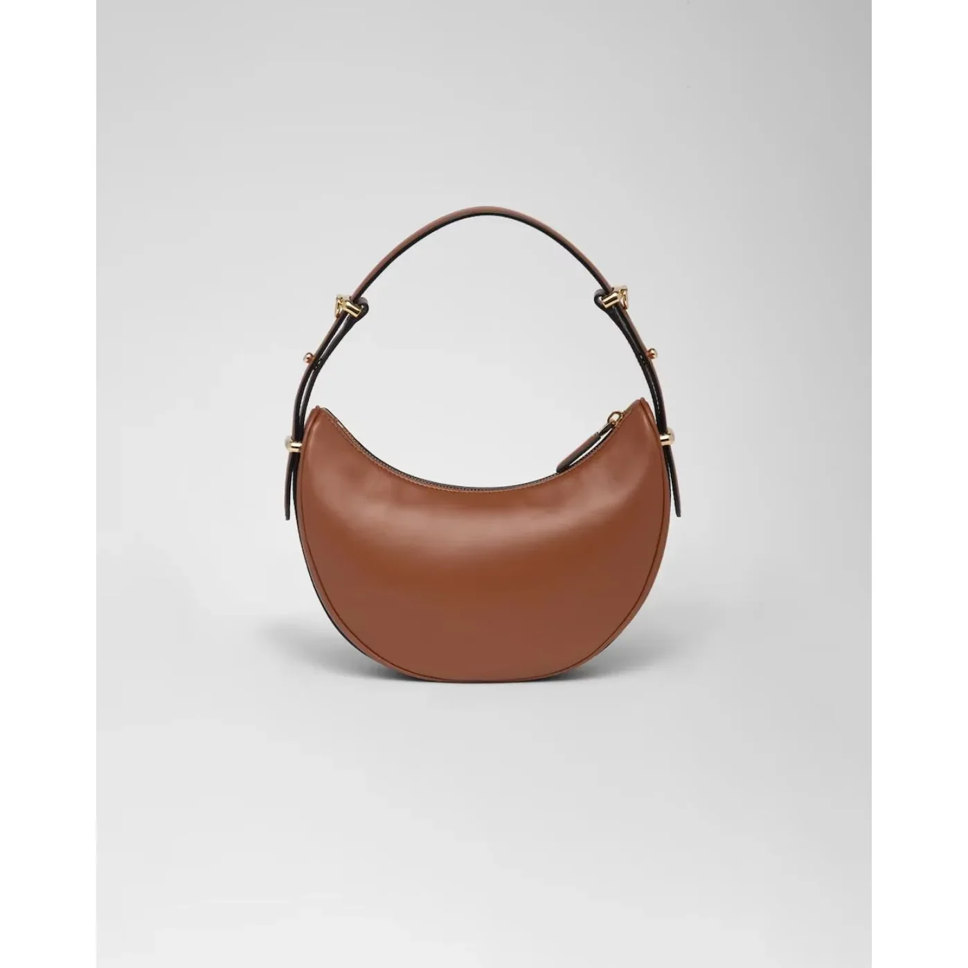 Prada Arqué Leather Shoulder Cognac Bag 1BC194_ASK_F0XUG_V_OOO- / 8.8 Inches
