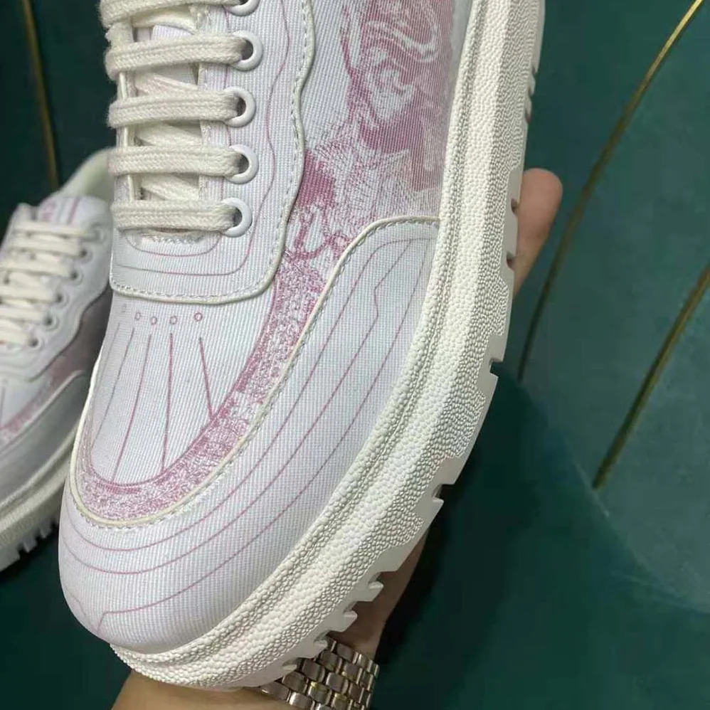 Dior Addict Sneaker Raspberry Toile de Jouy Technical Fabric for Women