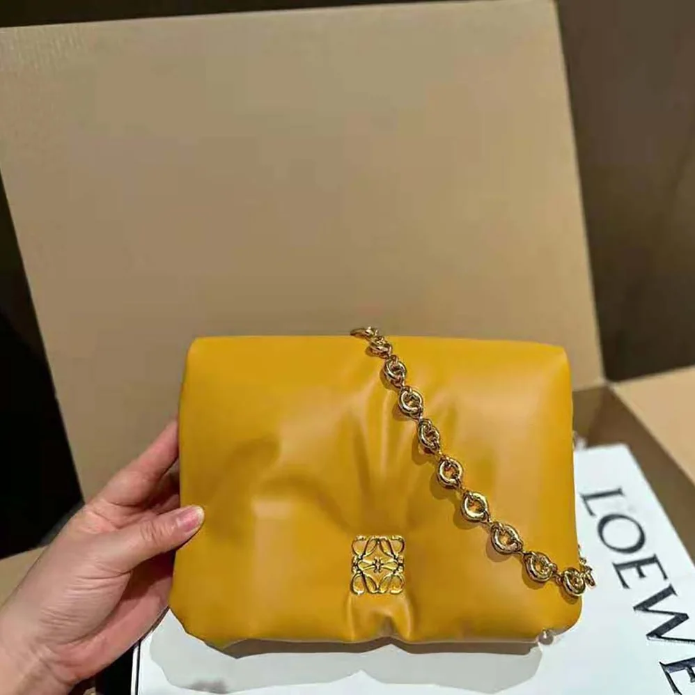 Loewe Puffer Goya Bag in Shiny Nappa Lambskin for Women in Brown