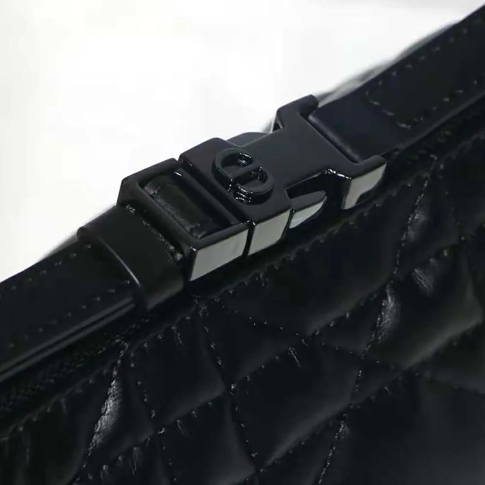 Dior Small Diortravel Nomad Pouch Black Macrocannage Calfskin for Women