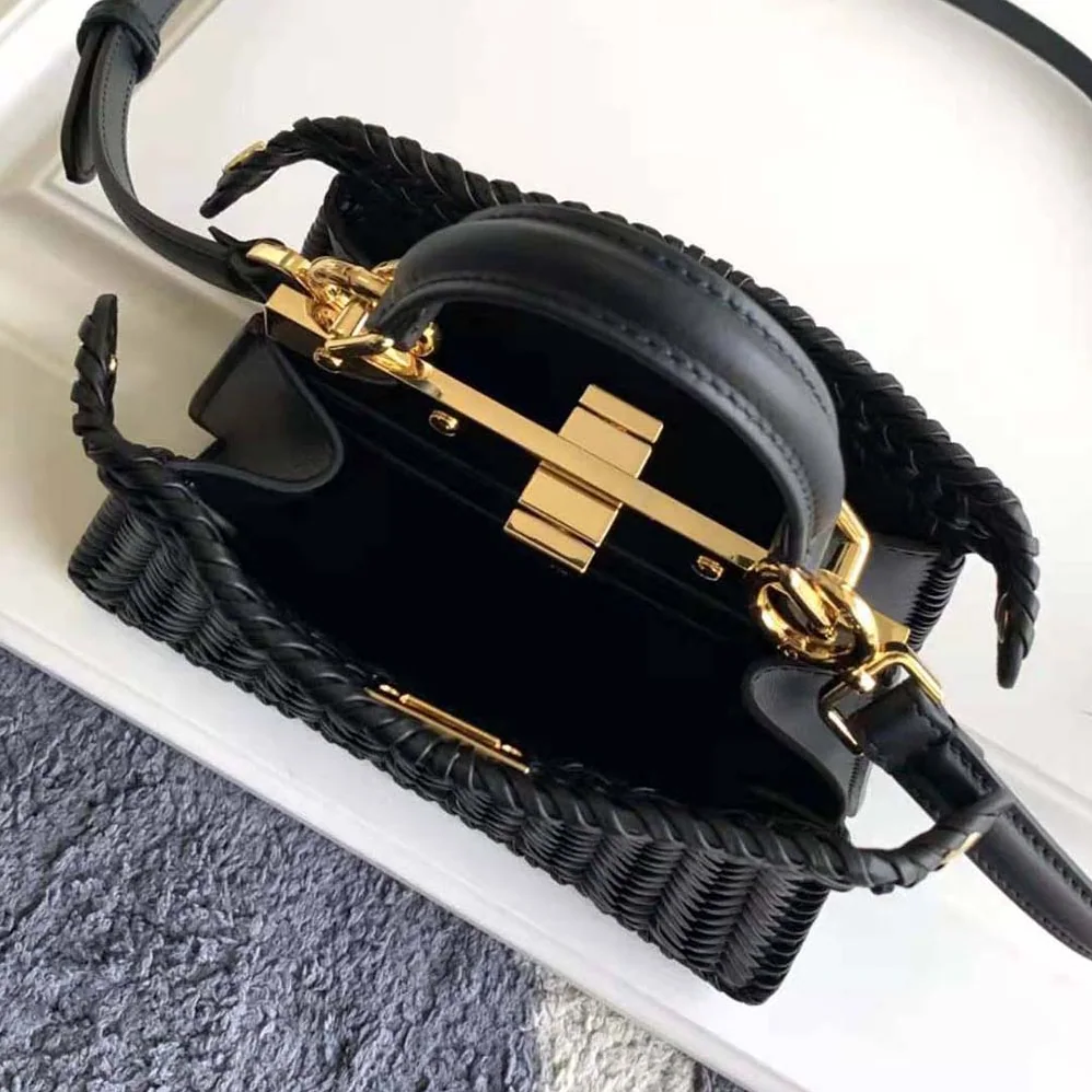 Fendi Peekaboo ISeeU Petite Black Padded Calfskin Leather Bag for Women