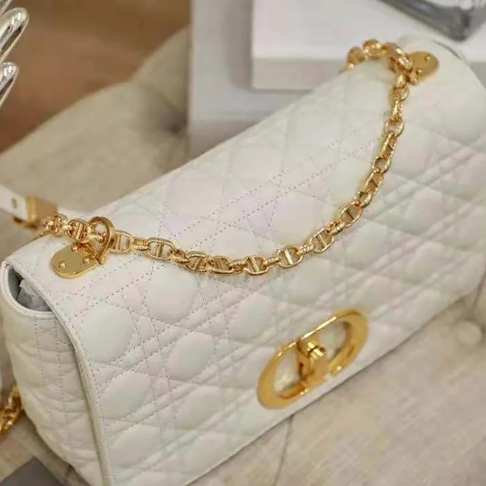 Dior Large Dior Caro Bag Supple Cannage Calfskin for Women in White