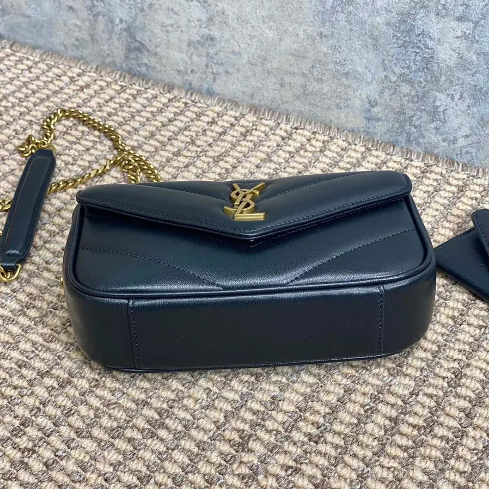 Saint Laurent YSL Loulou Mini in Lambskin for Women in Black Saint Laurent YSL Loulou Mini in Lambskin for Women in Black