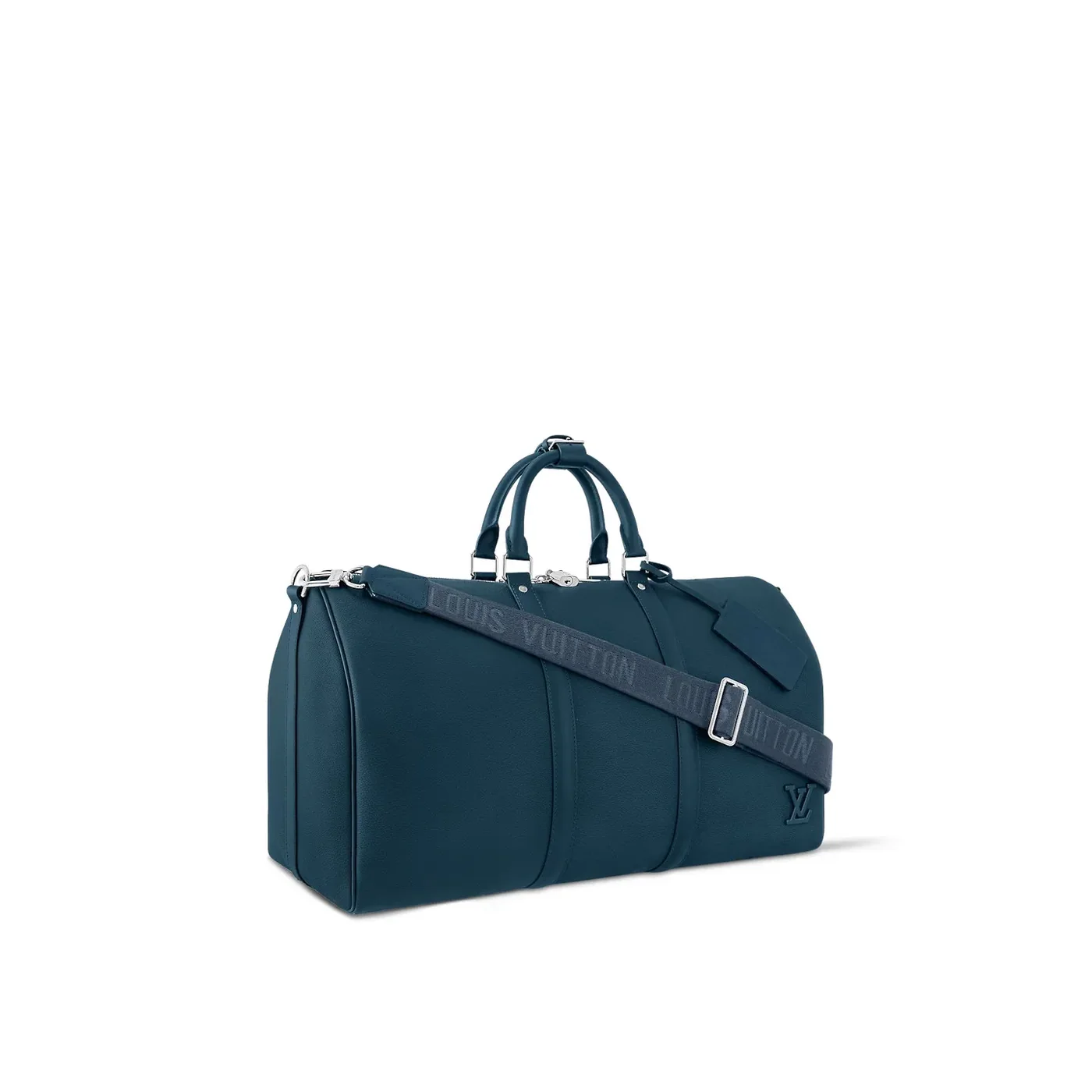 Louis Vuitton Keepall Bandouliere 50 Travel Bag in Dark Blue Silver Hardware
