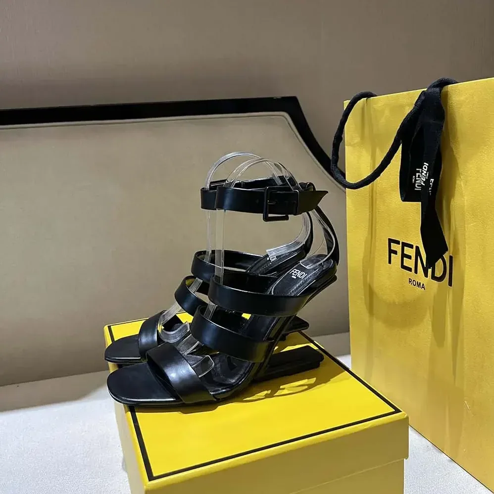 Fendi First Black Leather High for Women in heeled Sandals