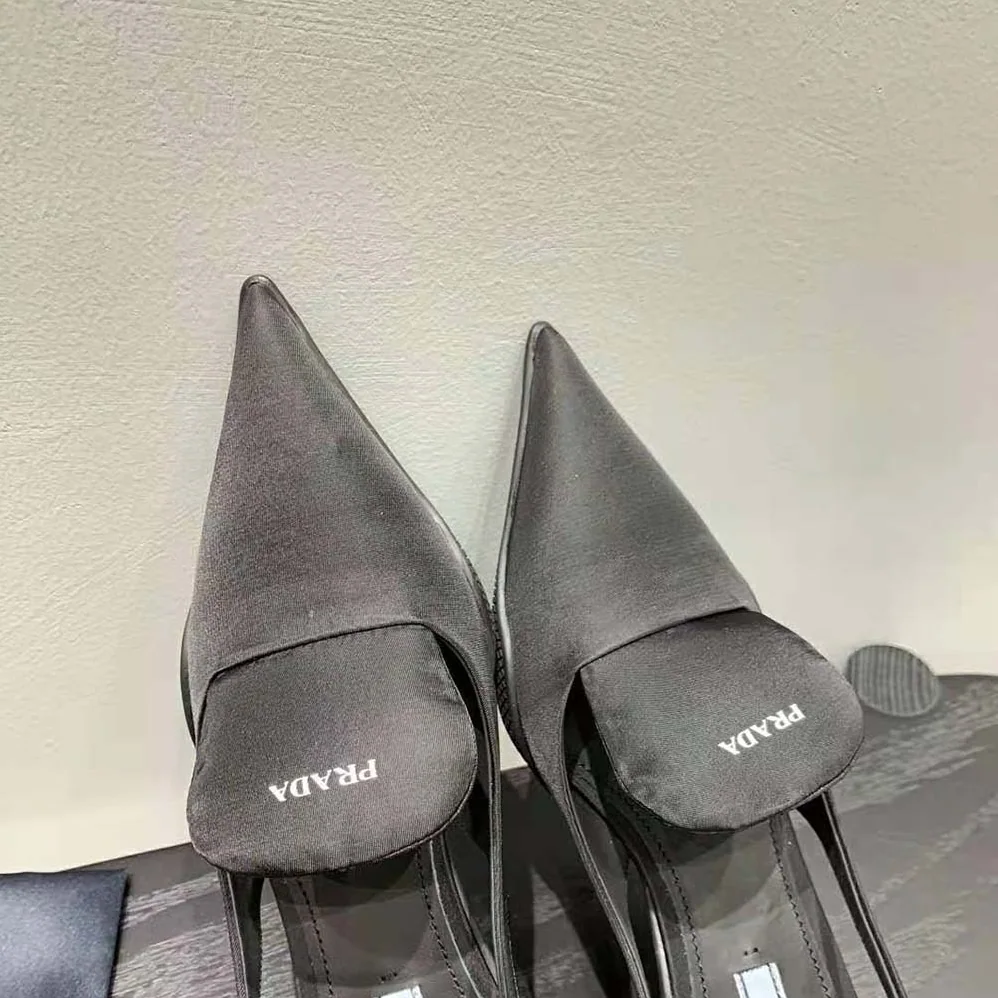 Prada Nylon Gabardine Slingback Pumps for Women in Black Prada Nylon Gabardine Slingback Pumps for Women in Black