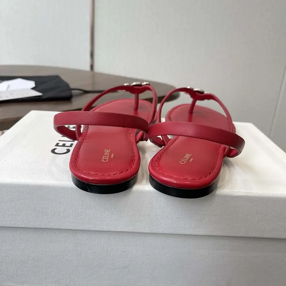 Celine Biki Sandal in Calfskin for Women in Red Celine Biki Sandal in Calfskin for Women in Red