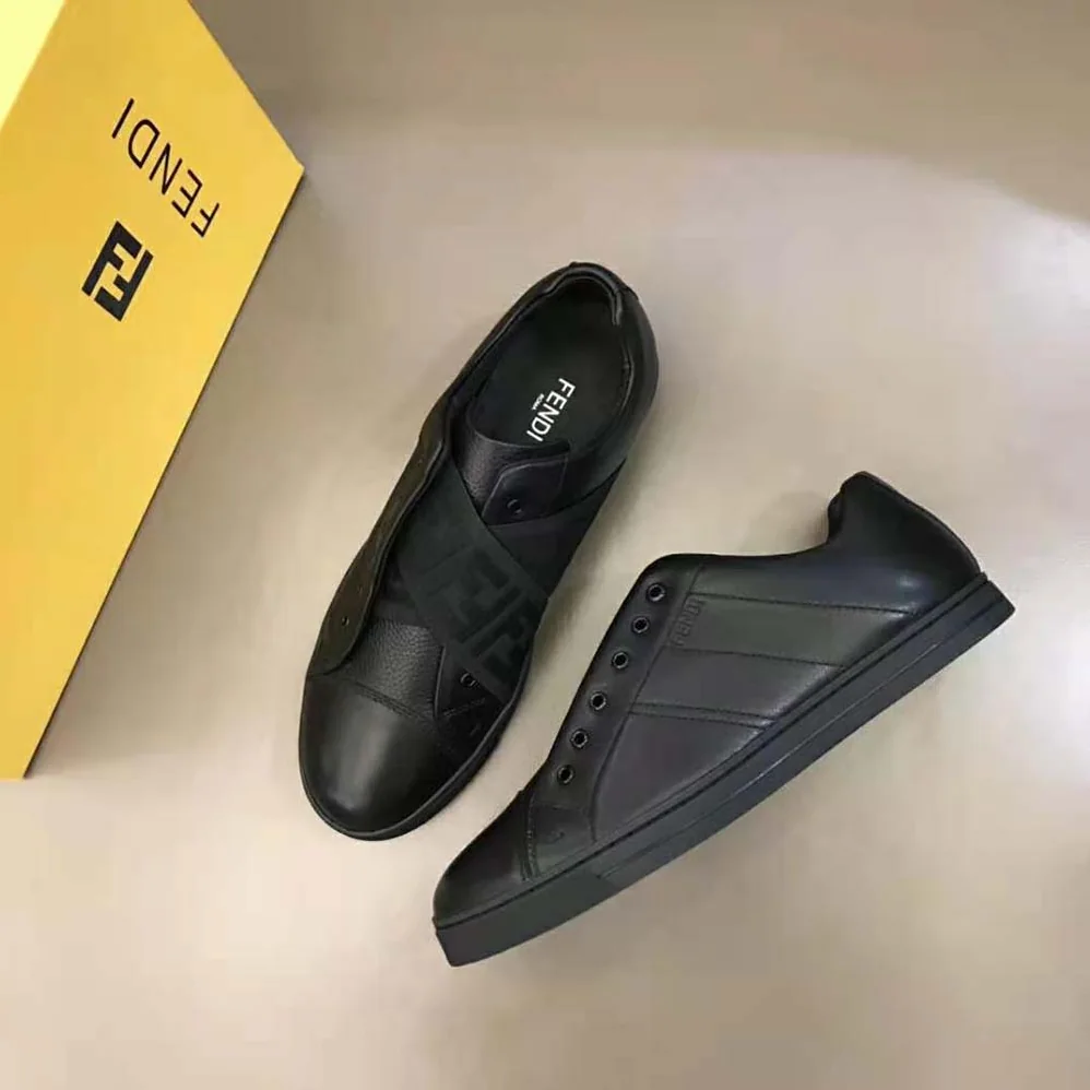 Fendi Sneakers Black Leather Slip for Men in ons Fendi Sneakers Black Leather Slip for Men in ons