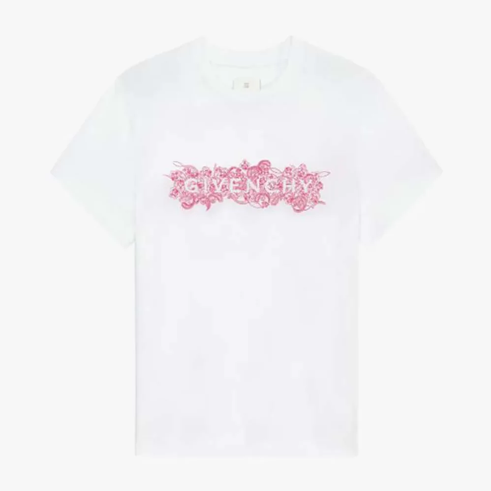 Givenchy T-shirt in 4G GIVENCHY Embroidered Jersey for Women in Pink