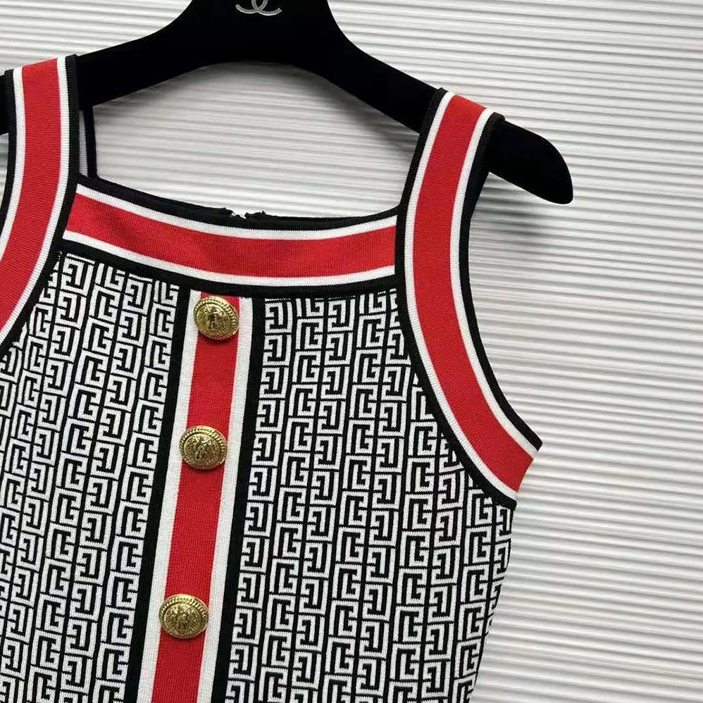 Balmain Short Monogrammed Knit Dress for Women Balmain Short Monogrammed Knit Dress for Women