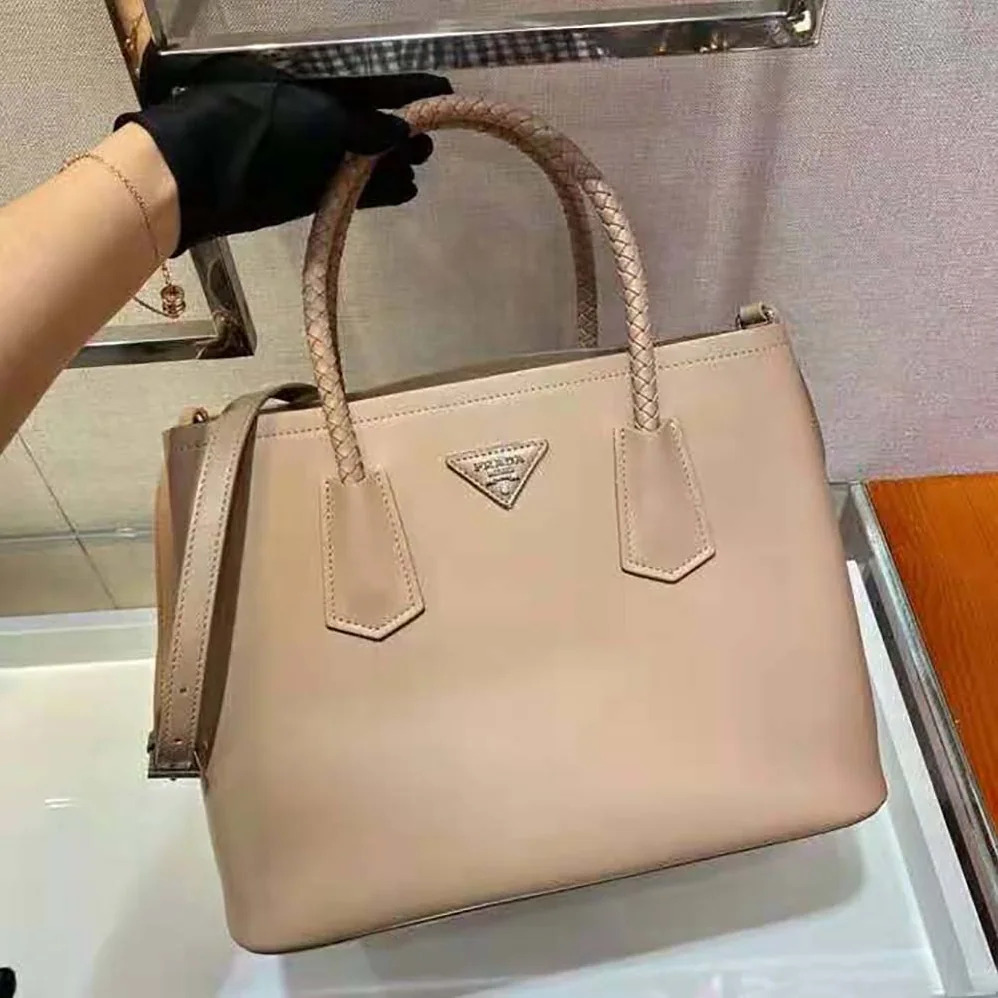 Prada Prada Double Medium Leather Handbag for Women in Sandy Prada Prada Double Medium Leather Handbag for Women in Sandy