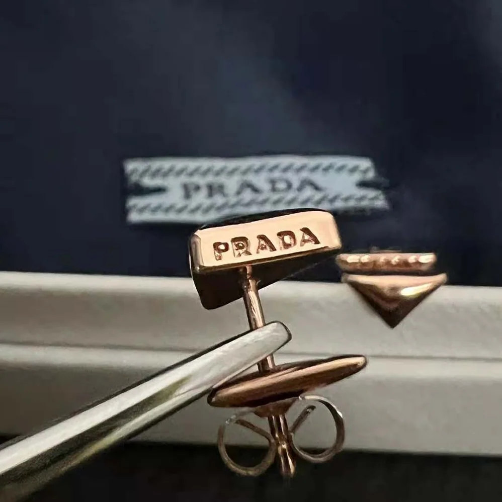 Prada Eternal Gold Nano Triangle Mono Earring in Pink Gold for Women Prada Eternal Gold Nano Triangle Mono Earring in Pink Gold for Women