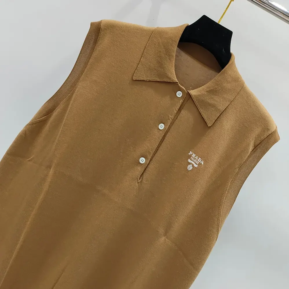 Prada Sleeveless Silk Polo Shirt for Women
