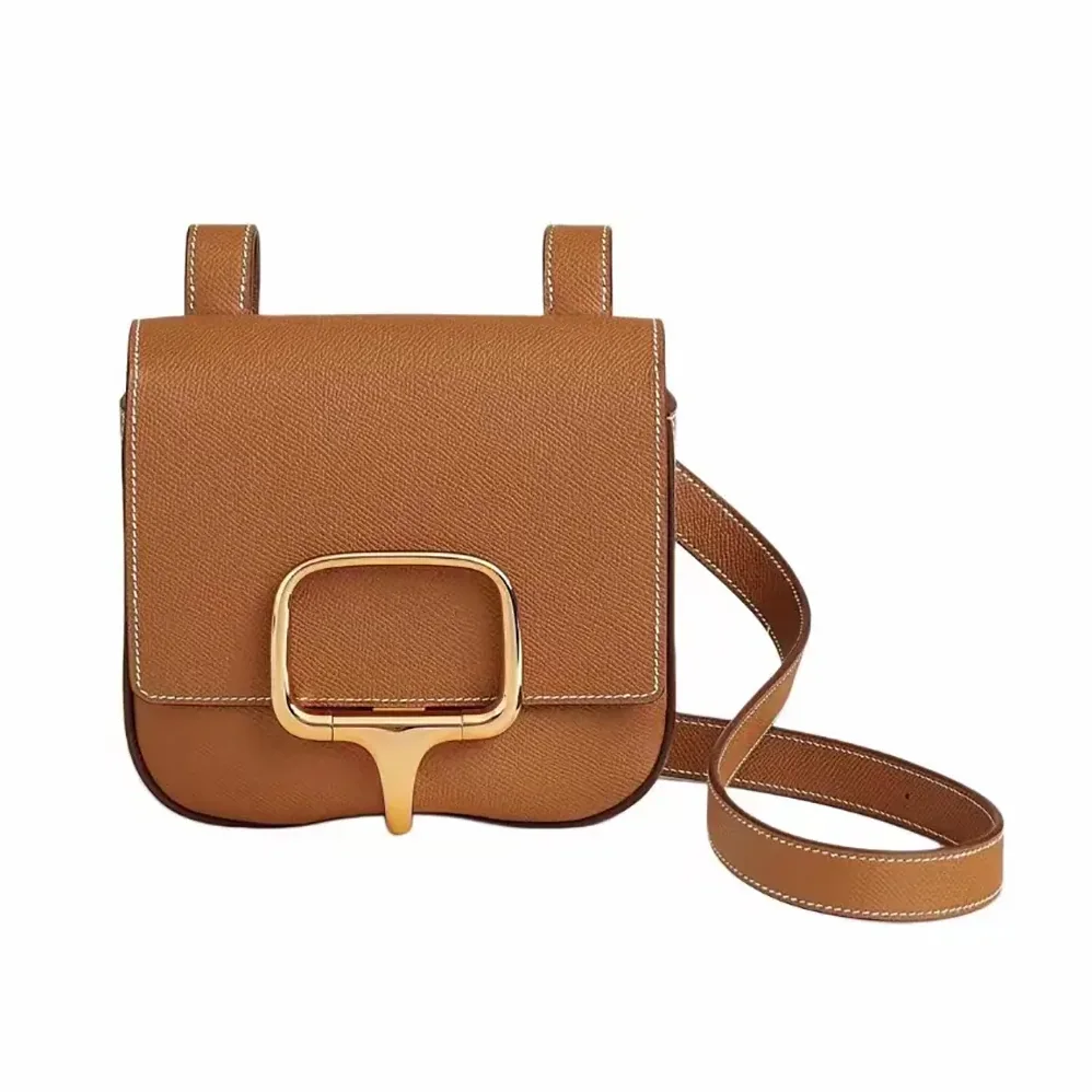 Hermes Della Cavalleria Mini Bag Epsom Leather for Women in Brown/Gold Hermes Della Cavalleria Mini Bag Epsom Leather for Women in Brown/Gold