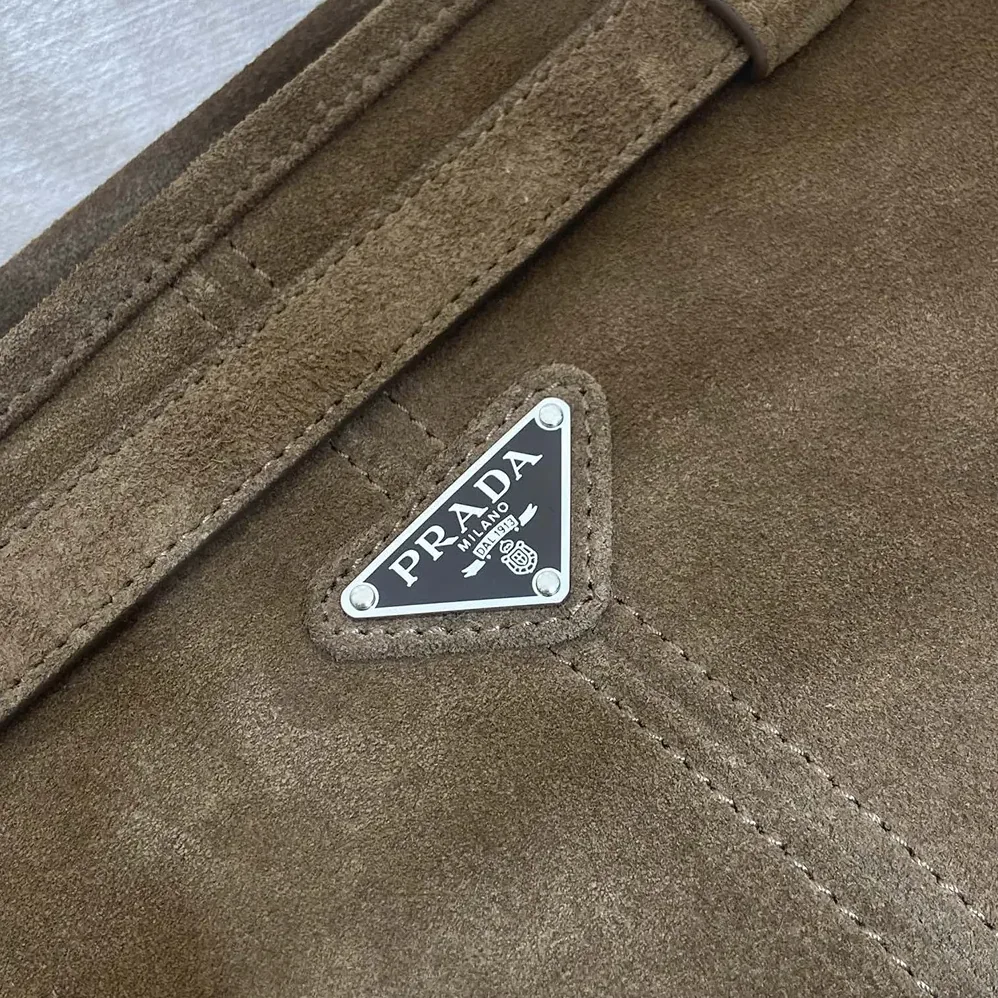 Prada Bonnie Suede Tote Bag for Unisex in Cinnamon
