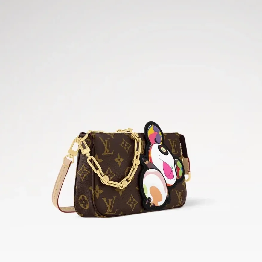 Louis Vuitton LV x TM Pochette Accessoires Shoulder Bag / Brown Monogram Canvas Gold Hardware