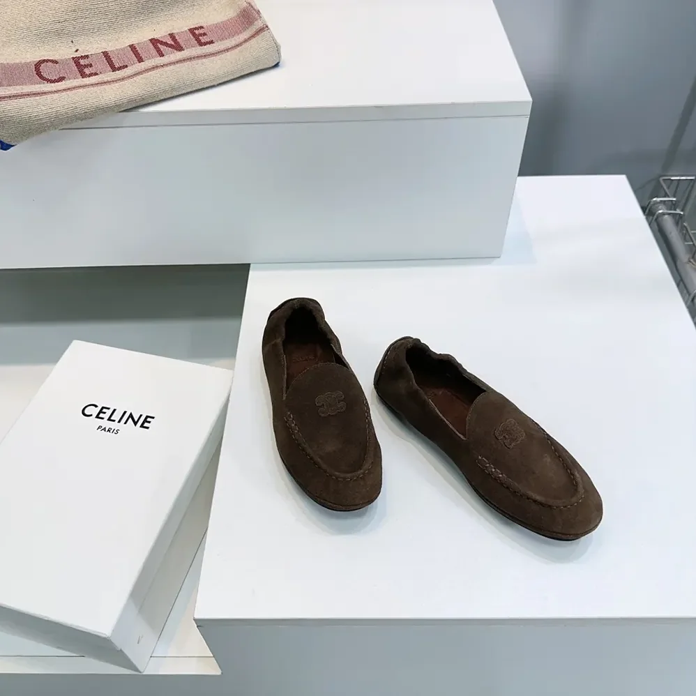 Celine Adam Loafer In Suede Calfskin for Unisex in Chocolate