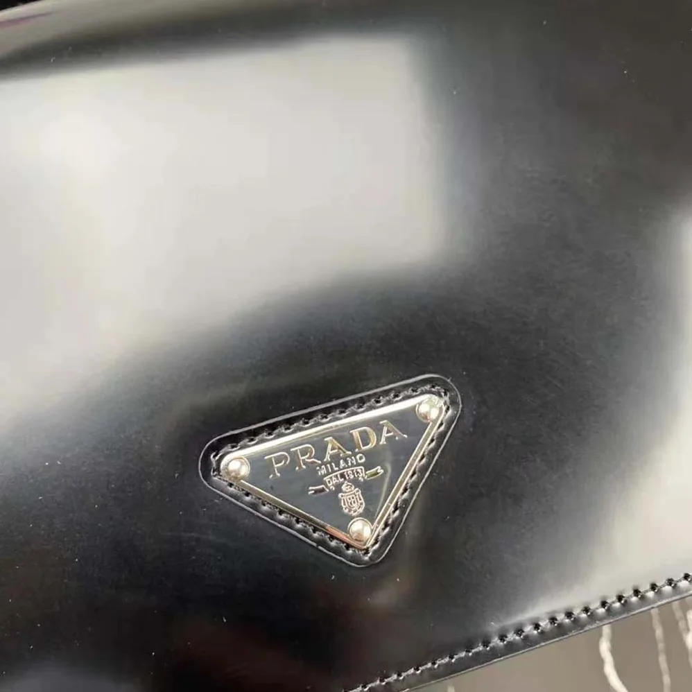 Prada Brushed Leather Shoulder Bag for Women in Black Prada Brushed Leather Shoulder Bag for Women in Black