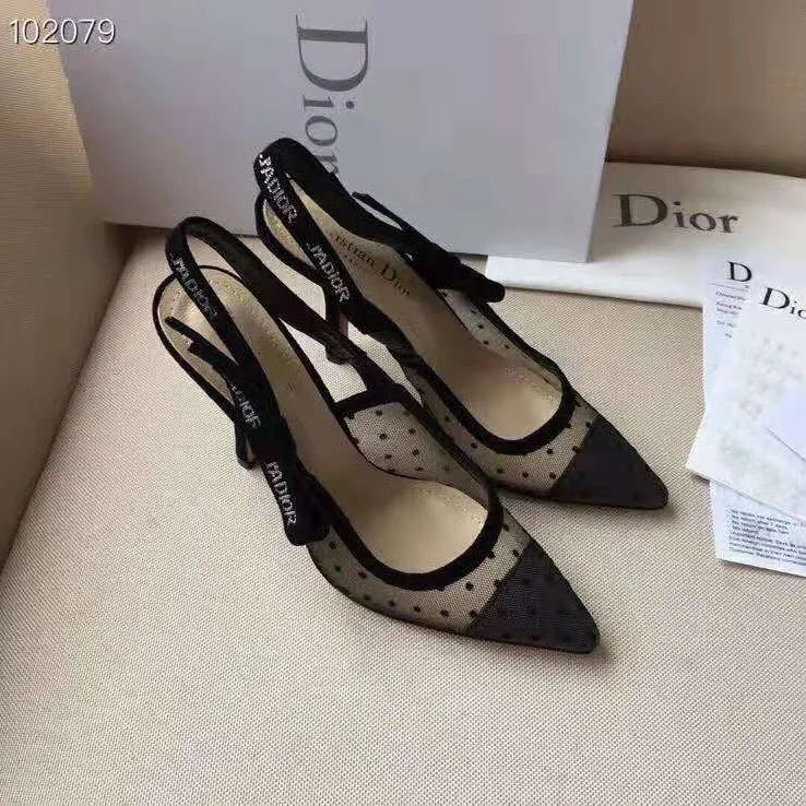 Dior J'adior Pump Dotted Swiss Tulle Rhinestones 10 cm Heel for Women in Black