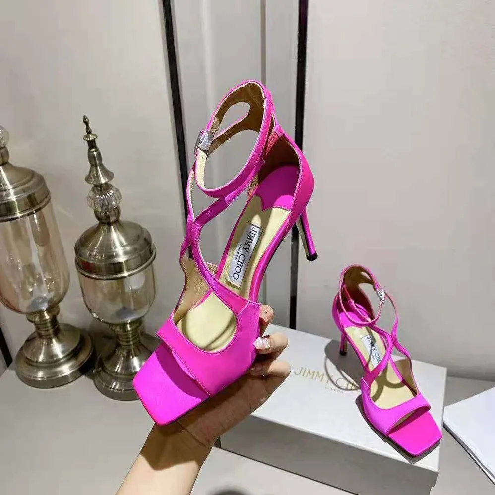 Jimmy Choo Azia 110 Fuchsia Satin Sandals for Women Jimmy Choo Azia 110 Fuchsia Satin Sandals for Women