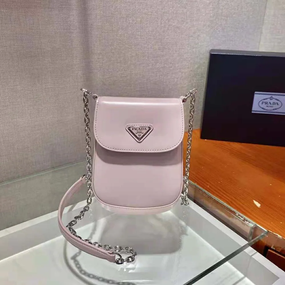 Prada Brushed Leather Mini-Bag for Women in Pink Prada Brushed Leather Mini-Bag for Women in Pink