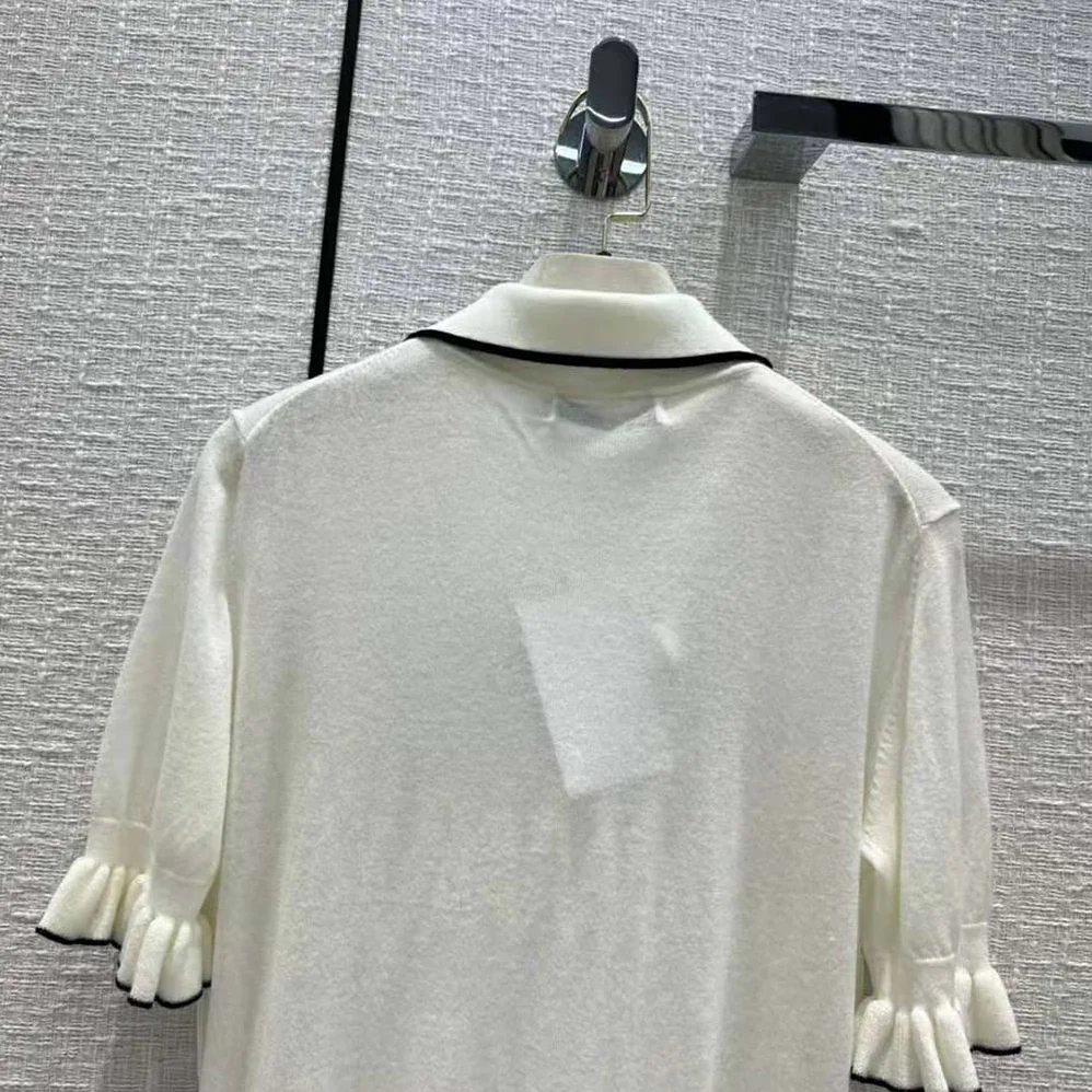 Dior Short-Sleeved Sweater White Cashmere and Silk Knit for Women