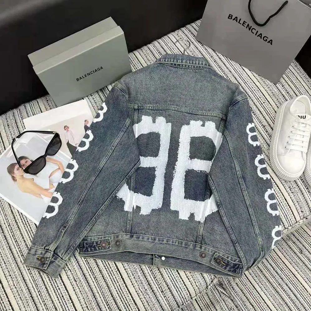 Balenciaga Crypto Large Fit Jacket in Light Blue for Men Balenciaga Crypto Large Fit Jacket in Light Blue for Men