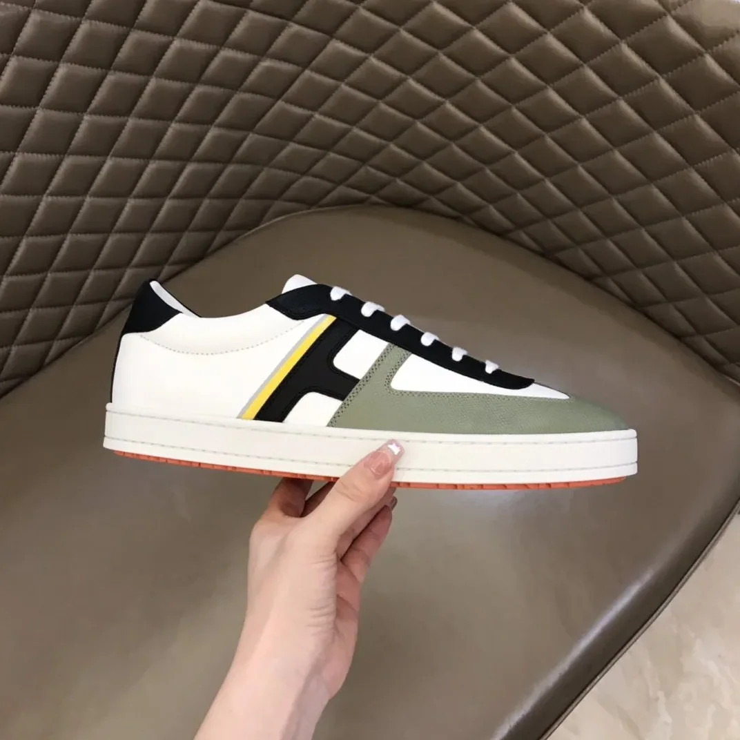 Hermes Boomerang Sneaker White in Green/Black