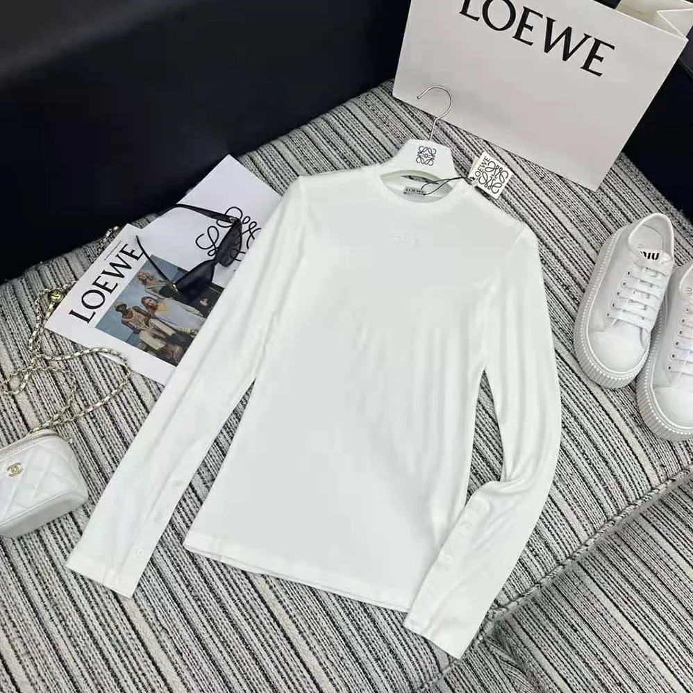 Loewe Long Sleeve Top in Modal for Women in White Loewe Long Sleeve Top in Modal for Women in White