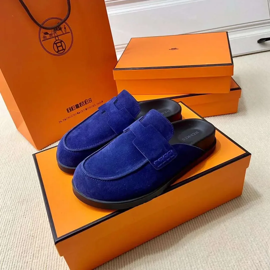 Hermes Go Mule Navy Blue