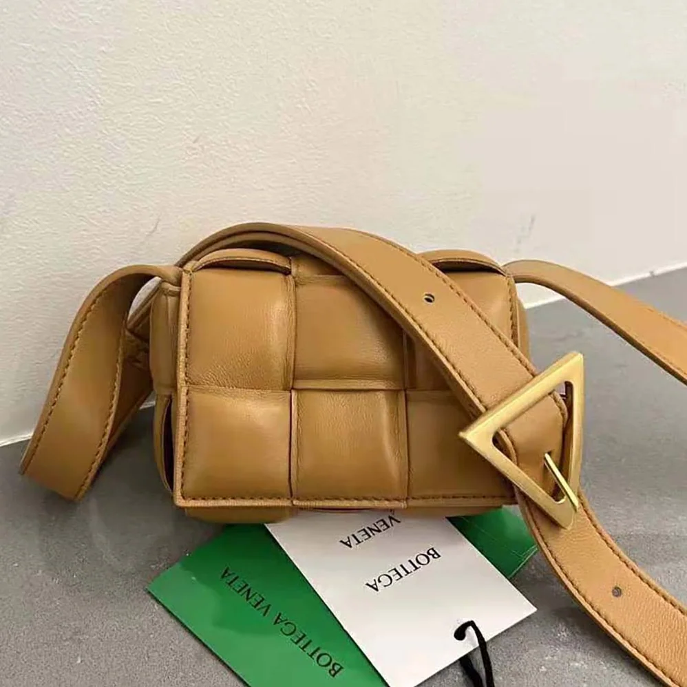 Bottega Veneta Candy Padded Cassette Mini Padded Intreccio Leather Cross-Body Bag for Women in Brown