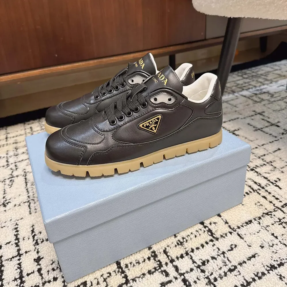 Prada Downtown Nappa Leather Sneakers for Unisex in Black