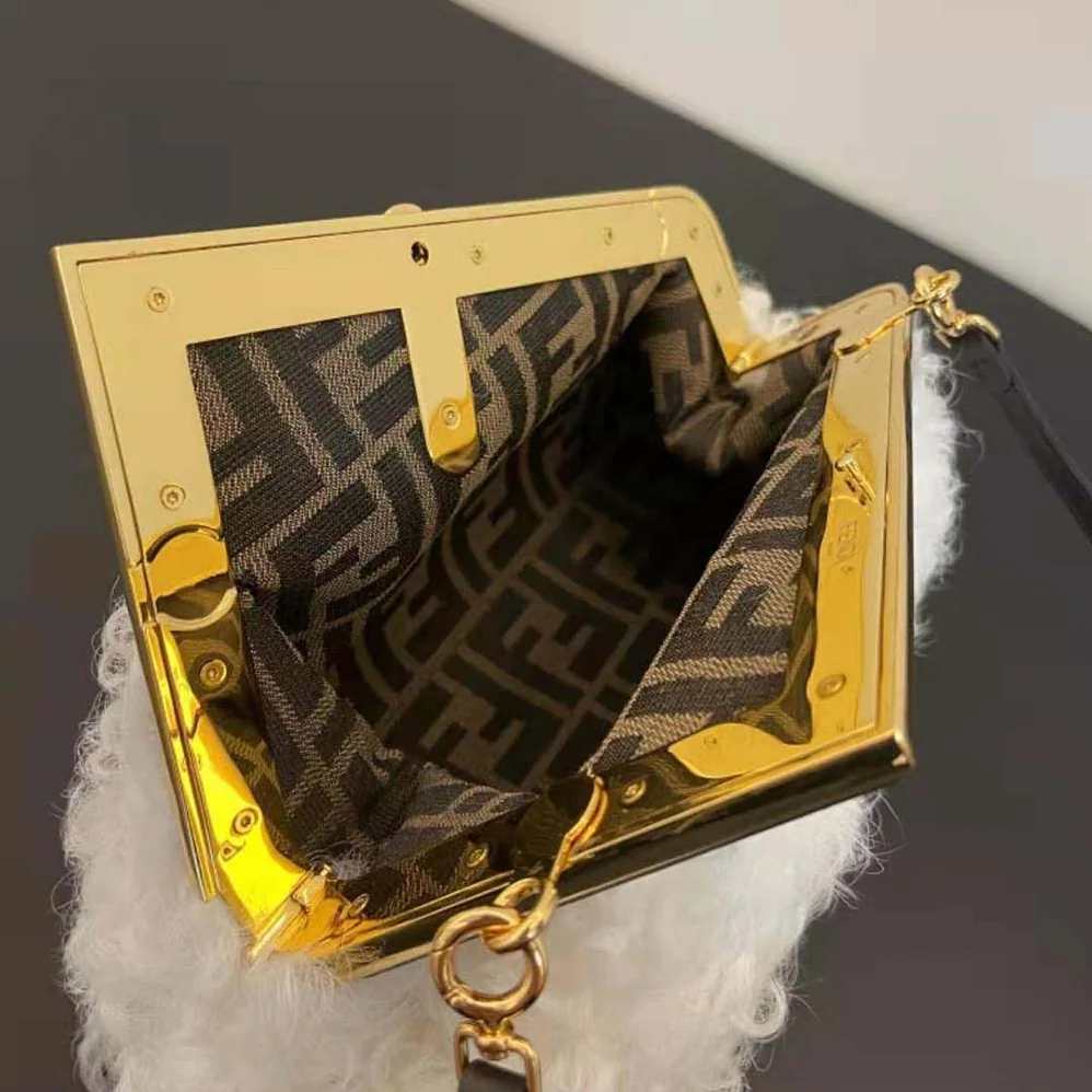 Fendi First Small White Mohair Wool Bag for Women
