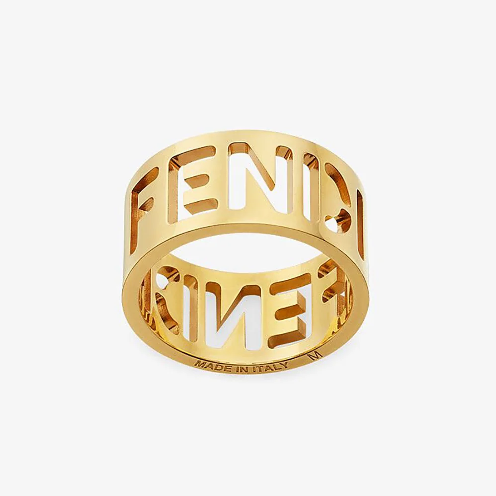 Fendi Wide Band Ring with Laser for Women in Cut Fendi Lettering