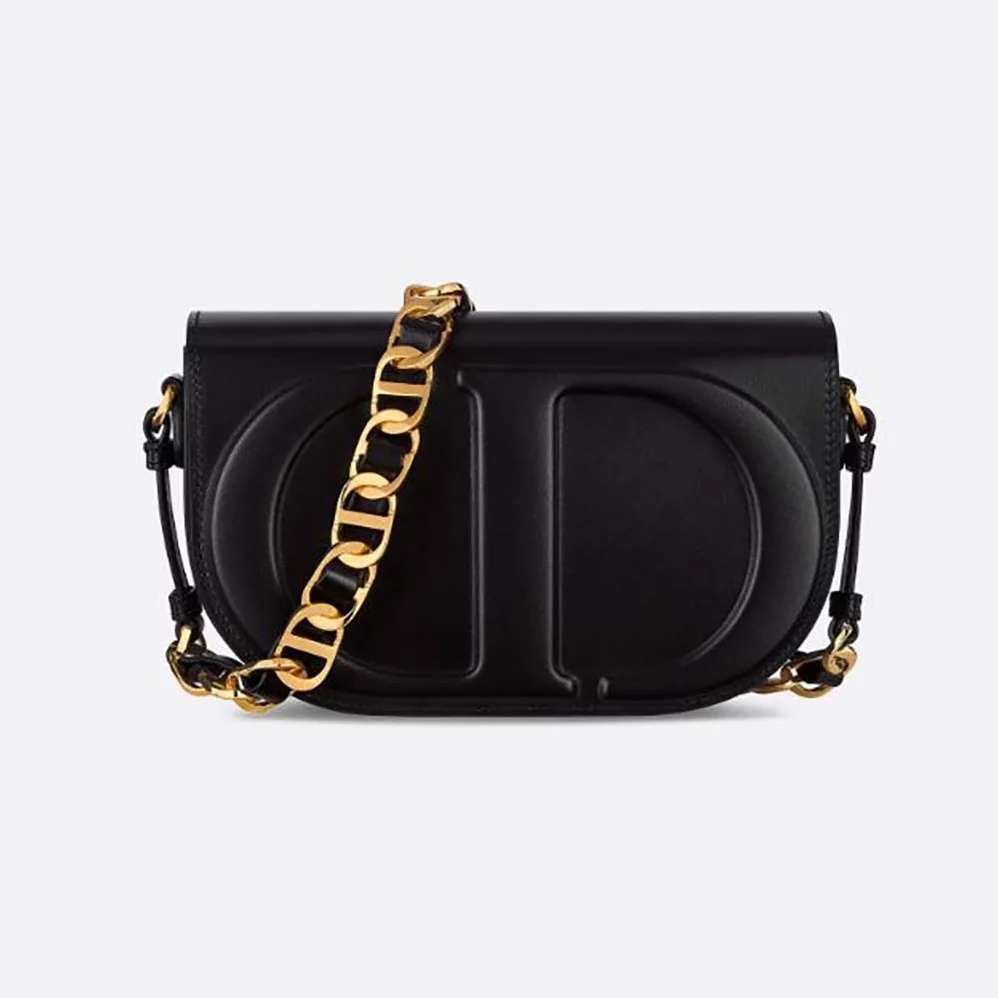 Dior CD Signature Bag with Strap Black CD for Women in Embossed Box Calfskin